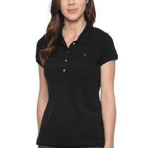 Allen Solly Women’s Polo Neck T‑Shirt | Soft Touch Fabric | Regular Fit | Solid Casual Tee